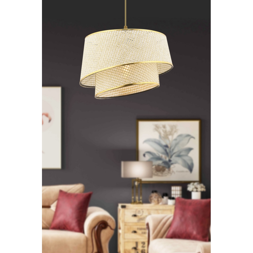 Лампа за окачване BARETTE 1xE27/60W/230V кремаво/златно
