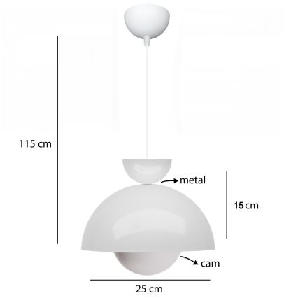 Лампа за окачване SALVA 1xE27/15W/230V бяла