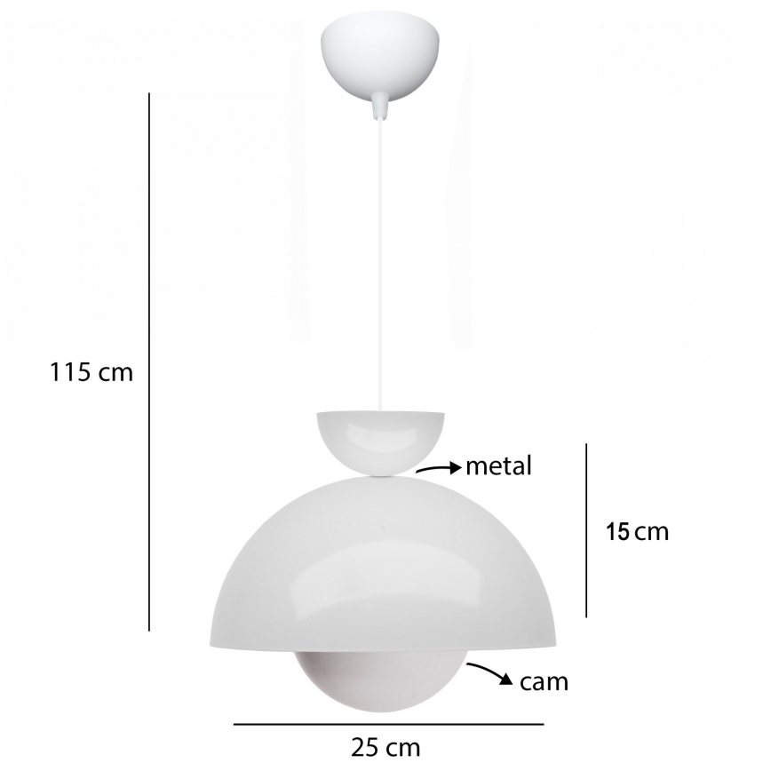 Лампа за окачване SALVA 1xE27/15W/230V бяла