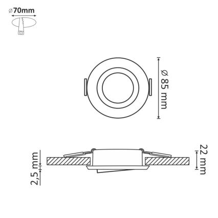 Лампа за вграждане EAST OPAL 1xGU10/8W/230V Ø 8,5 см златист
