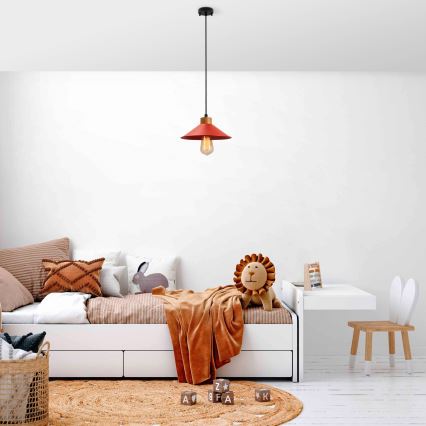 Лампата за окачване MANAVGAT 1xE27/40W/230V червена/кафява