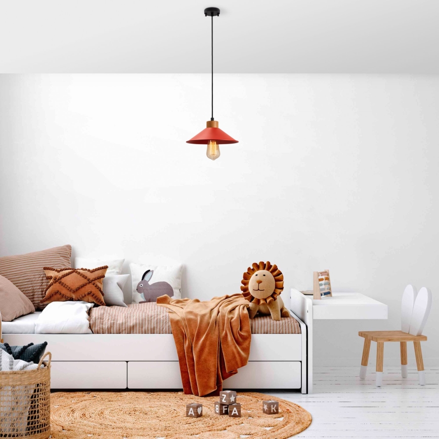 Лампата за окачване MANAVGAT 1xE27/40W/230V червена/кафява