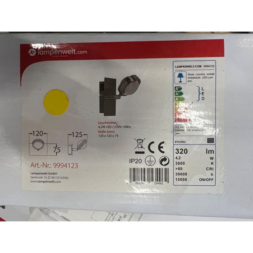 Lampenwelt - LED аплик PABLOS LED/4,2W/230V