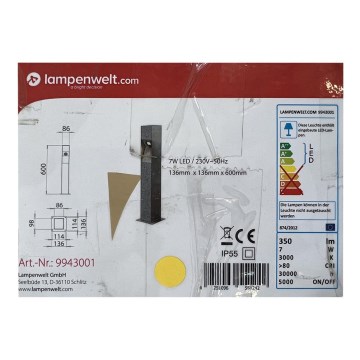 Lampenwelt - LED Екстериорна лампа колона AMELIA LED/7W/230V IP55