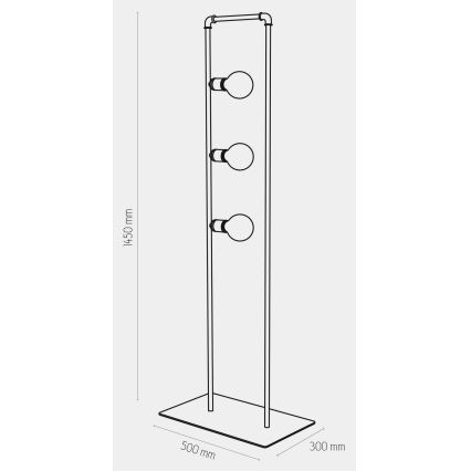 Лампион HYDRIA 3xE27/60W/230V черен