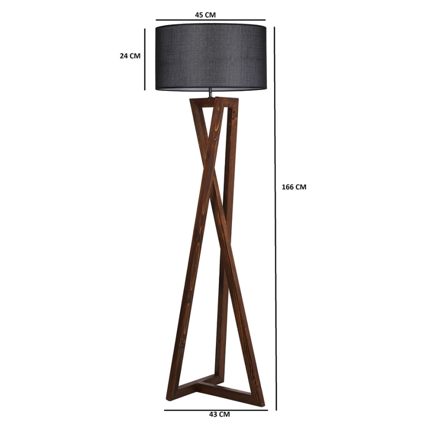 Лампион MACKA 1xE27/60W/230V черен/кафяв