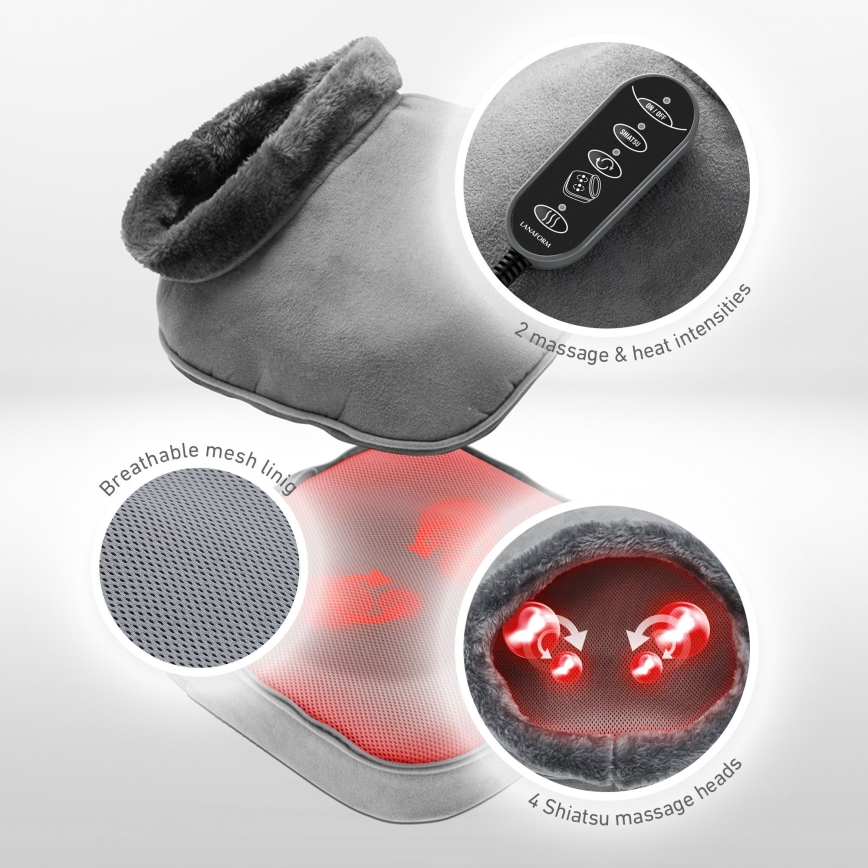 Lanaform - Електрически масажор за крака 2 в 1 SHIATSU 30W/230V