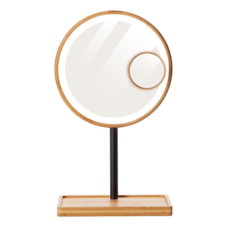 Lanaform - Козметично огледало с регулируема яркост и LED подсветка, 5V USB, бамбук