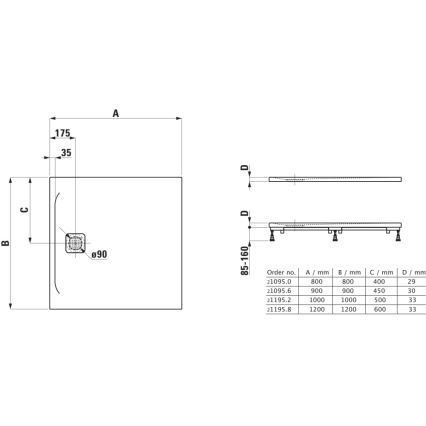 LAUFEN H2109560000001 - Квадратна душова чиния PRO 90x90 cm marbond/бяла