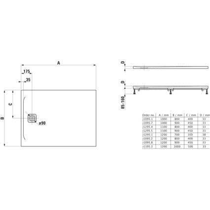LAUFEN H2109580000001 - Правоъгълно корито за душ PRO 120x90 cm marbond/бяла