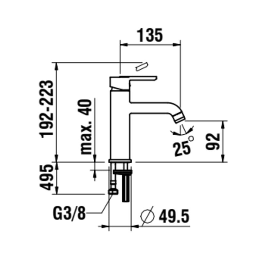 LAUFEN H3110810811201 - Смесител за мивка LUA 19,2 см матов титанов черен