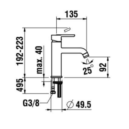 LAUFEN H3110810811201 - Кран за мивка LUA 19,2 см титаний матовo черен