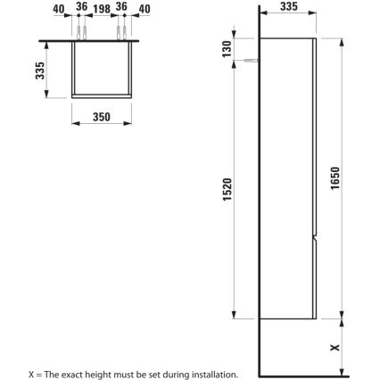 LAUFEN H4831220954791 - Шкаф за баня PRO, 165 см, дъб
