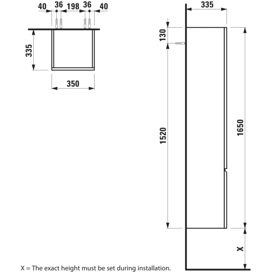 LAUFEN H4831220954791 - Шкаф за баня PRO, 165 см, дъб