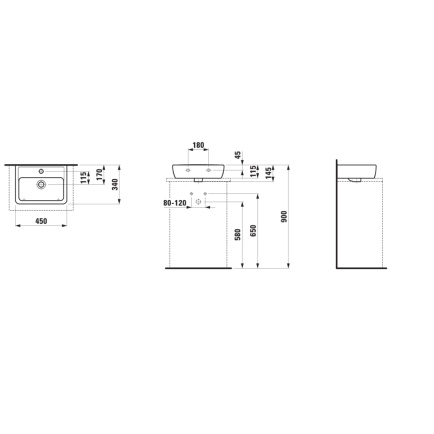 LAUFEN H8119520001041 - Басейн с плот PRO 45x34 см керамика/бял