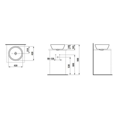 LAUFEN H8129620001091 - Басейн с плот PRO Ø 42 см керамика/бял
