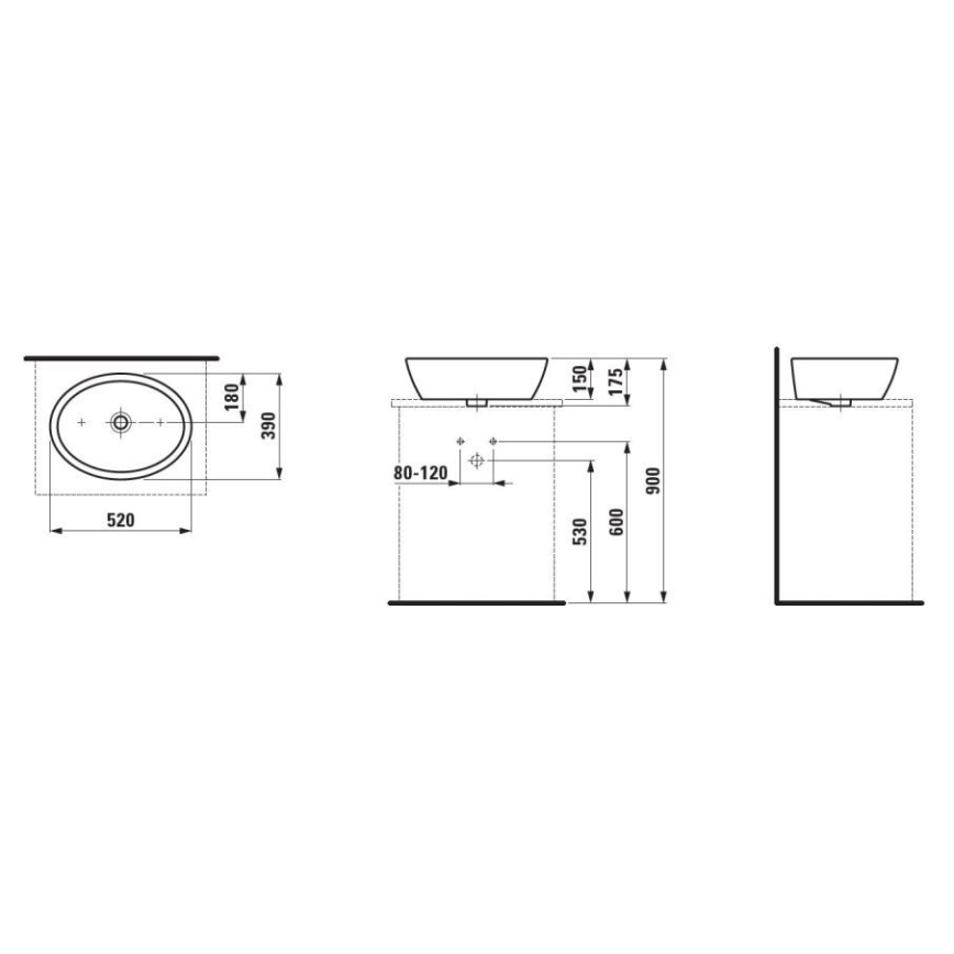 LAUFEN H8129640001121 - Басейн с плот PRO 52x39 см керамика/бял