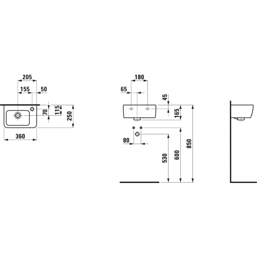 LAUFEN H8169550001061 - Стенна мивка PRO 36x25 см керамика/бял