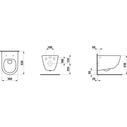 LAUFEN H8209664000001 - Стенна тоалетна чиния PRO керамика/бял
