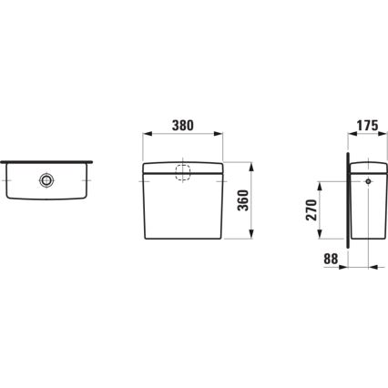 LAUFEN H8269520009721 - Тоалетно казанче PRO, странично присъединяване, керамика/бяло