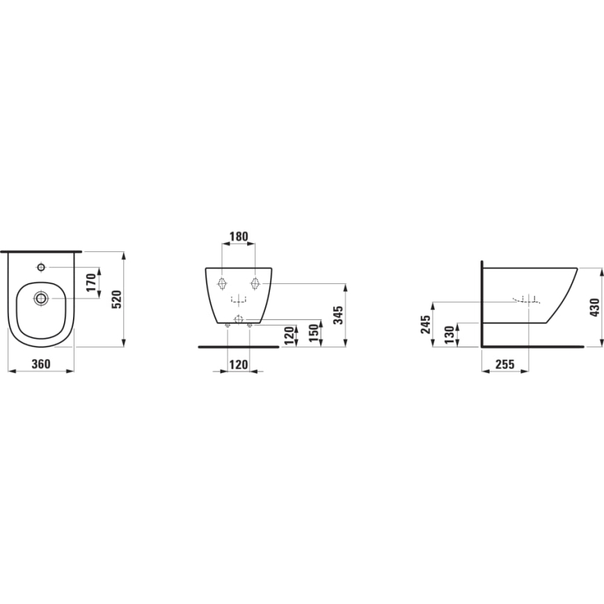 LAUFEN H8300810003021 - Стенно биде LUA керамика/бяла