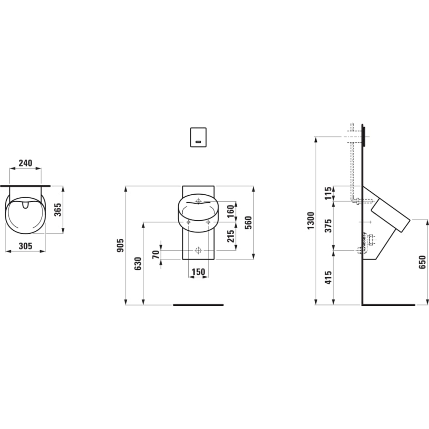 LAUFEN H8402850200001 - Писоар VAL задно захранване, задно оттичане керамика/черен гланц