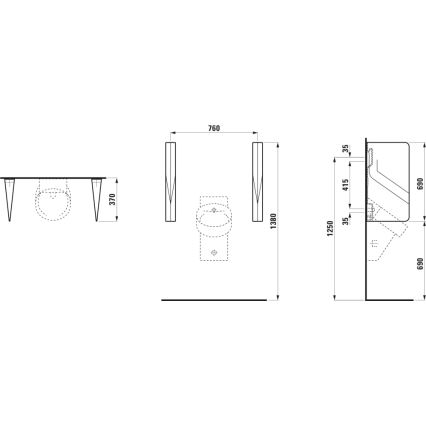 LAUFEN H8472800200001 - Разделителна преграда за писоар VAL 69x37 cm керамика/гланцово черно