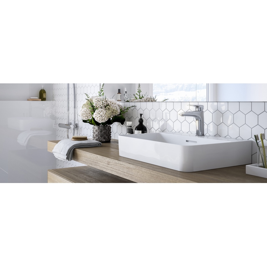 LAUFEN HF500701100000 - Кран за мивка + сифон с преливник LAURIN 16,2 см лъскав хром