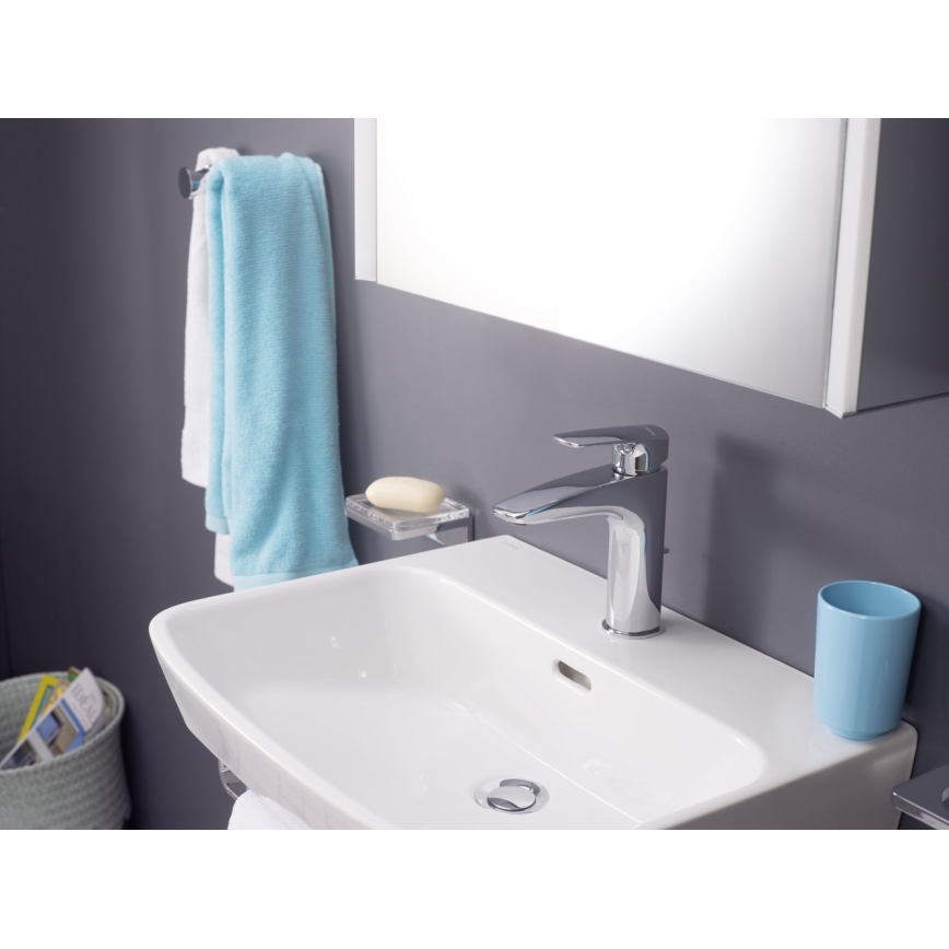LAUFEN HF500701100000 - Кран за мивка + сифон с преливник LAURIN 16,2 см лъскав хром