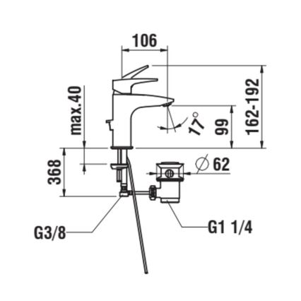 LAUFEN HF500701100000 - Кран за мивка + сифон с преливник LAURIN 16,2 см лъскав хром