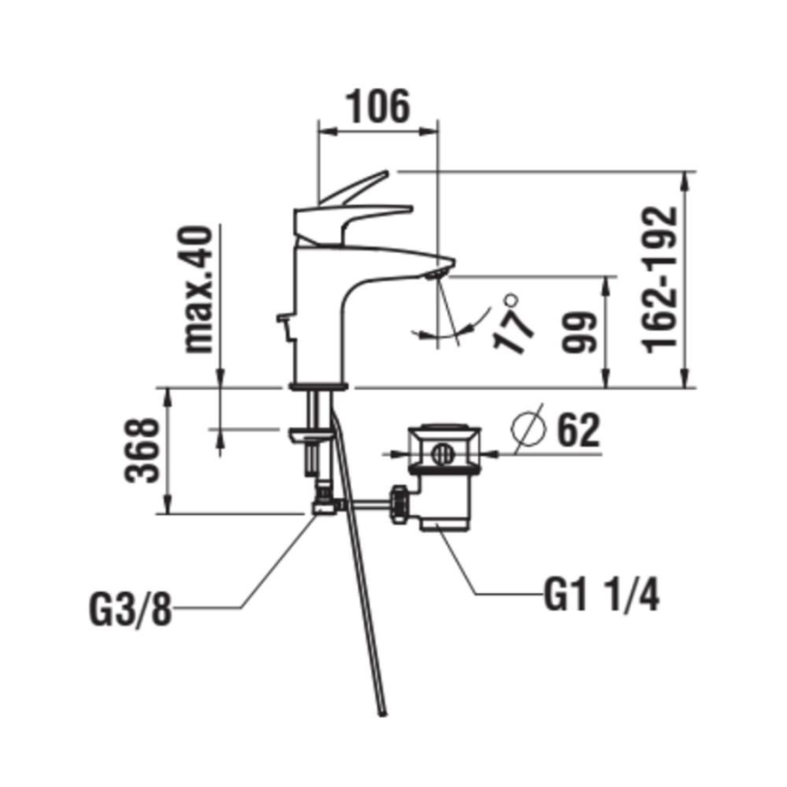 LAUFEN HF500701100000 - Кран за мивка + сифон с преливник LAURIN 16,2 см лъскав хром