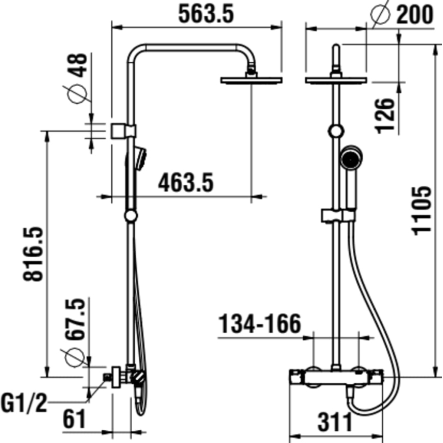 LAUFEN HF500957100600 - Душ комплект с термостатен смесител CITYPRO лъскав хром