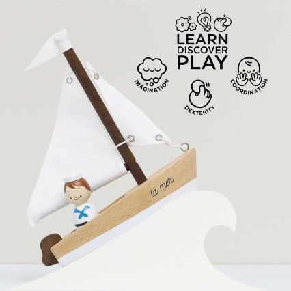Le Toy Van - Дървена ветроходна лодка с капитан бук