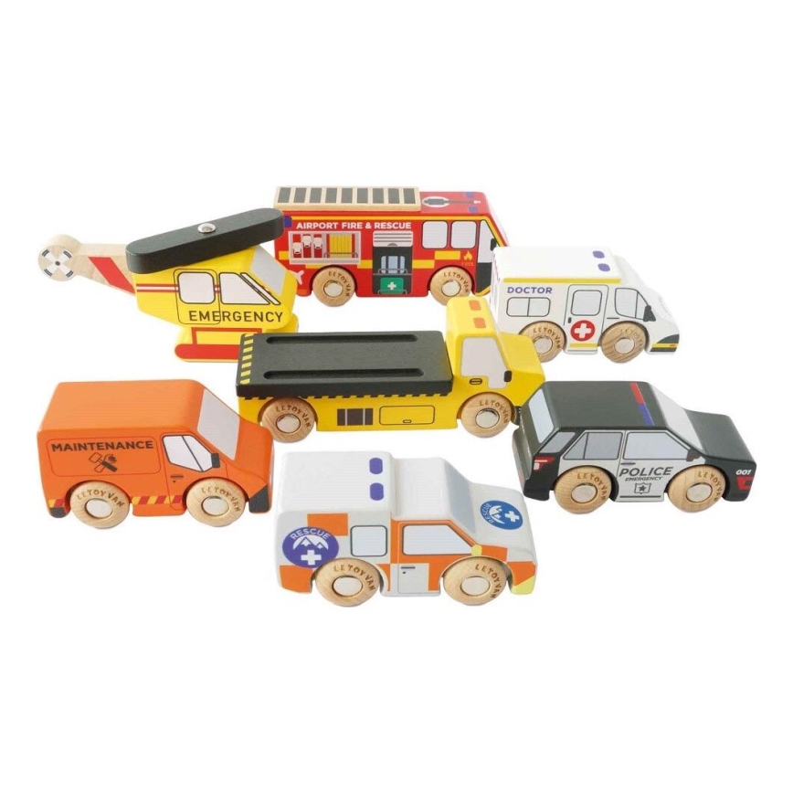 Le Toy Van - Комплект спасителни коли с хеликоптер