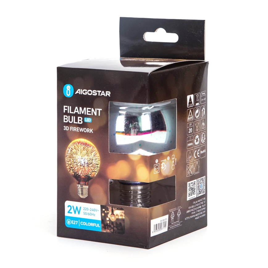 LED 3D Декоративна крушка E27/2W/230V - Aigostar