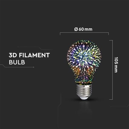 LED 3D Декоративна крушка FILAMENT A60 E27/3W/230V 3000K