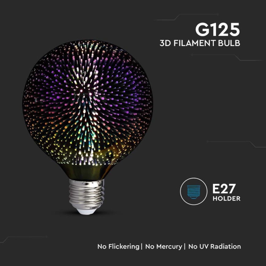 LED 3D Декоративна крушка FILAMENT G125 E27/4W/230V 3000K