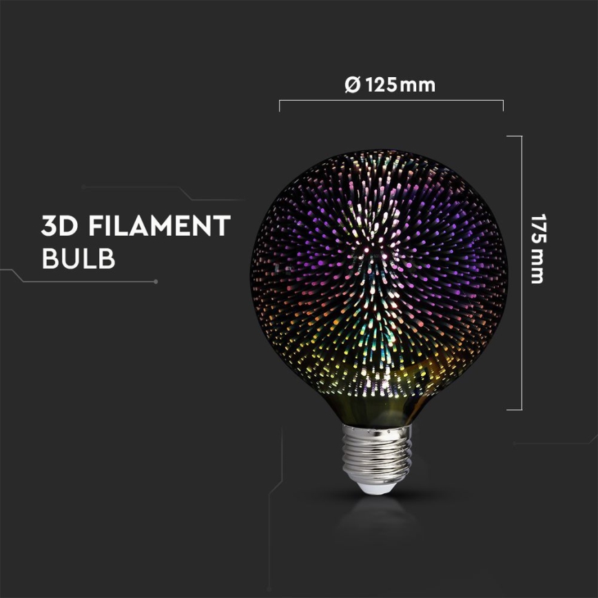 LED 3D Декоративна крушка FILAMENT G125 E27/4W/230V 3000K