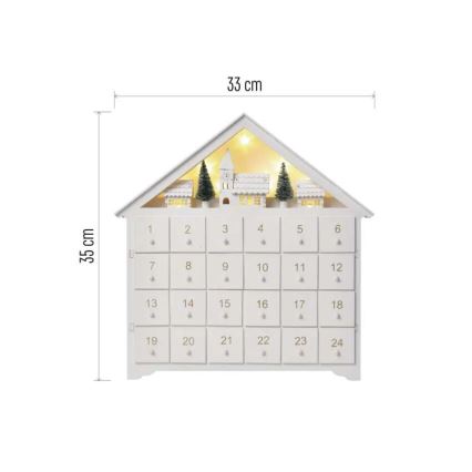 LED Адвент календар 8xLED/2xAA бял