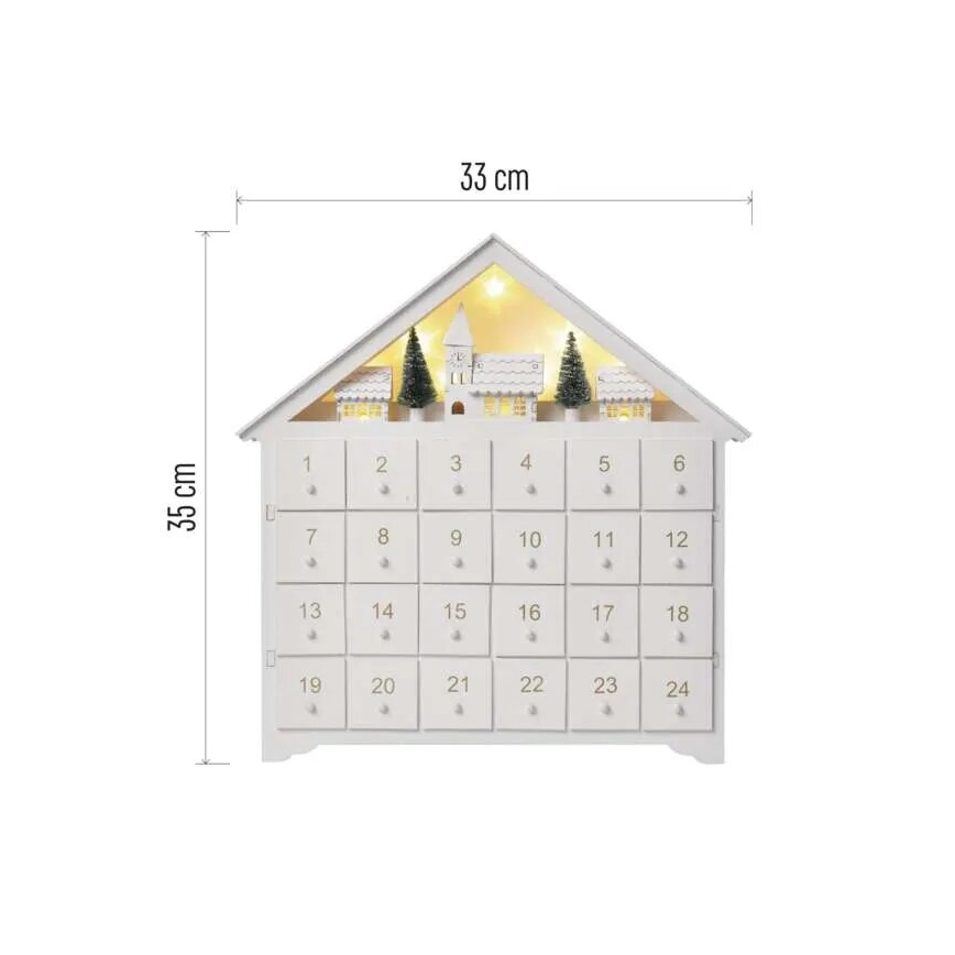 LED Адвент календар 8xLED/2xAA бял