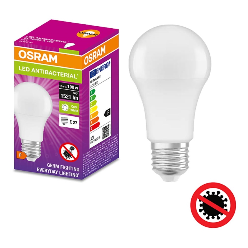 LED Антибактериална крушка A100 E27/13W/230V 4000K - Osram