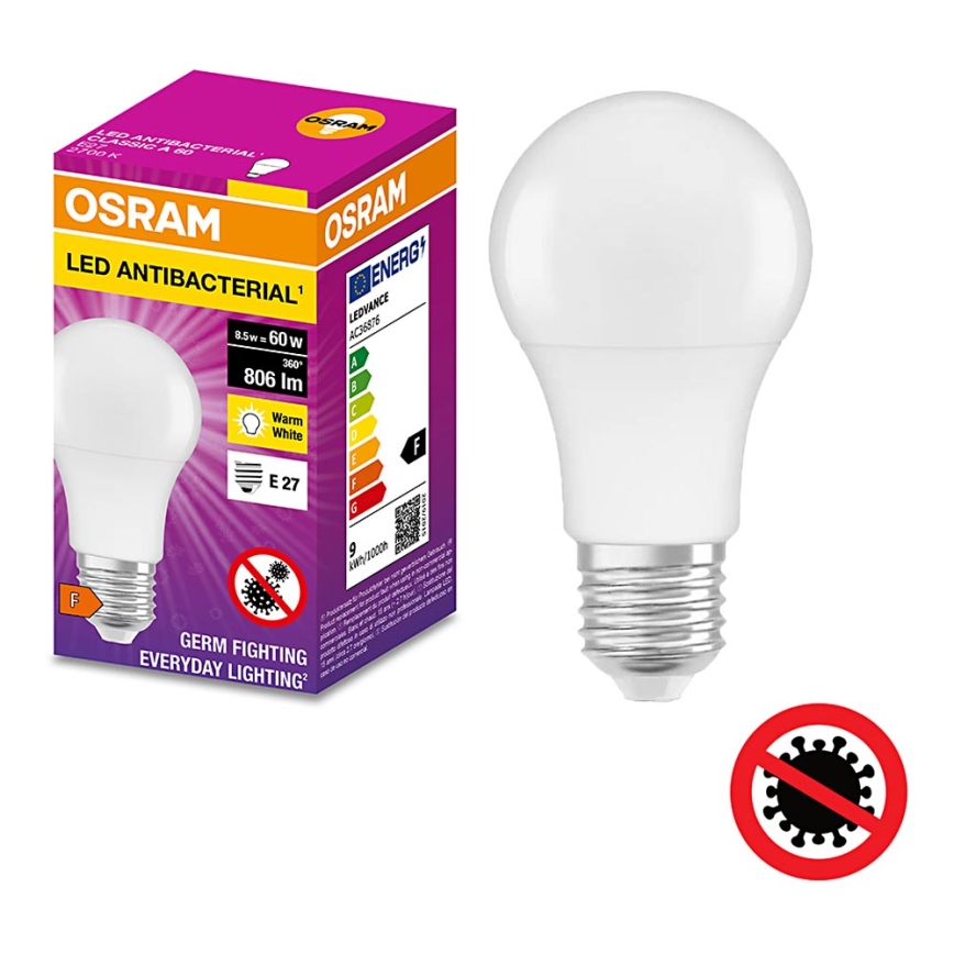 LED Антибактериална крушка A60 E27/8,5W/230V 2700K - Osram