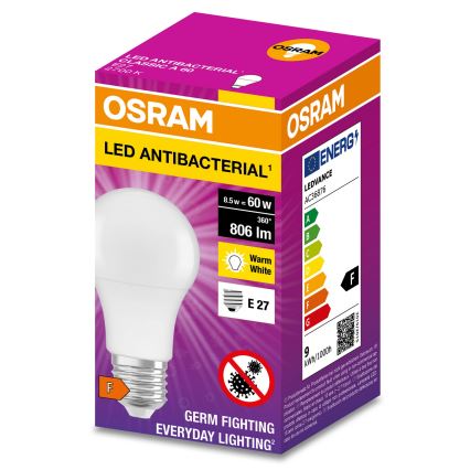 LED Антибактериална крушка A60 E27/8,5W/230V 2700K - Osram