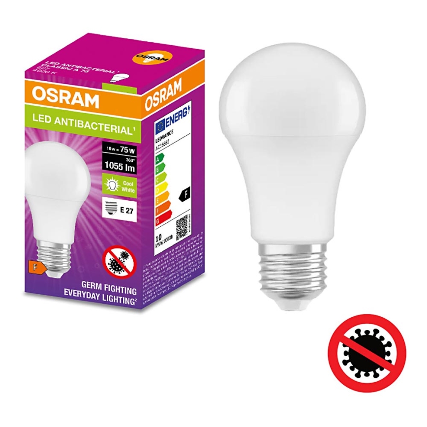 LED Антибактериална крушка A75 E27/10W/230V 4000K - Osram