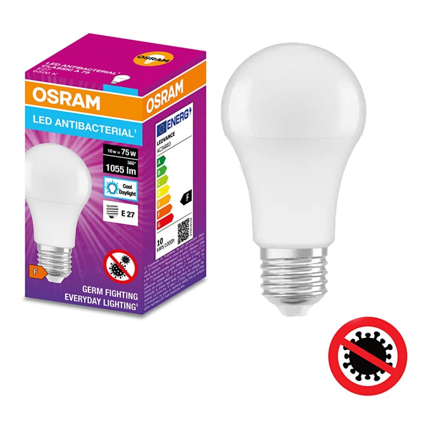 LED Антибактериална крушка A75 E27/10W/230V 6500K - Osram