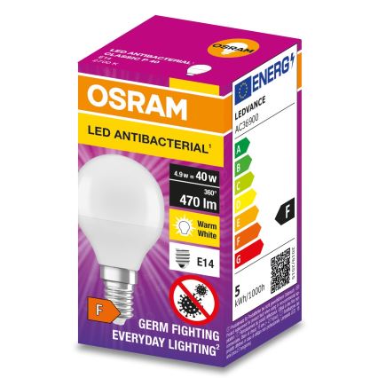 LED Антибактериална крушка P40 E14/4,9W/230V 2700K - Osram