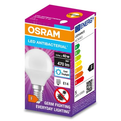 LED Антибактериална крушка P40 E14/4,9W/230V 6500K - Osram