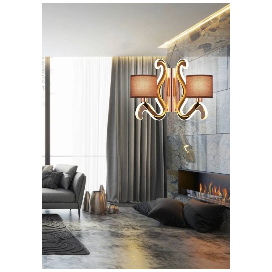 LED Аплик AMBROSIA 2xE14/40W/230V + LED/12,3W мед