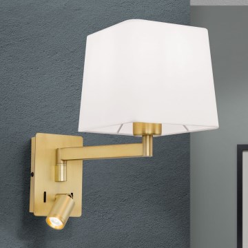LED Аплик CARLTON 1xE27/40W/230V + LED/3W бял/златист