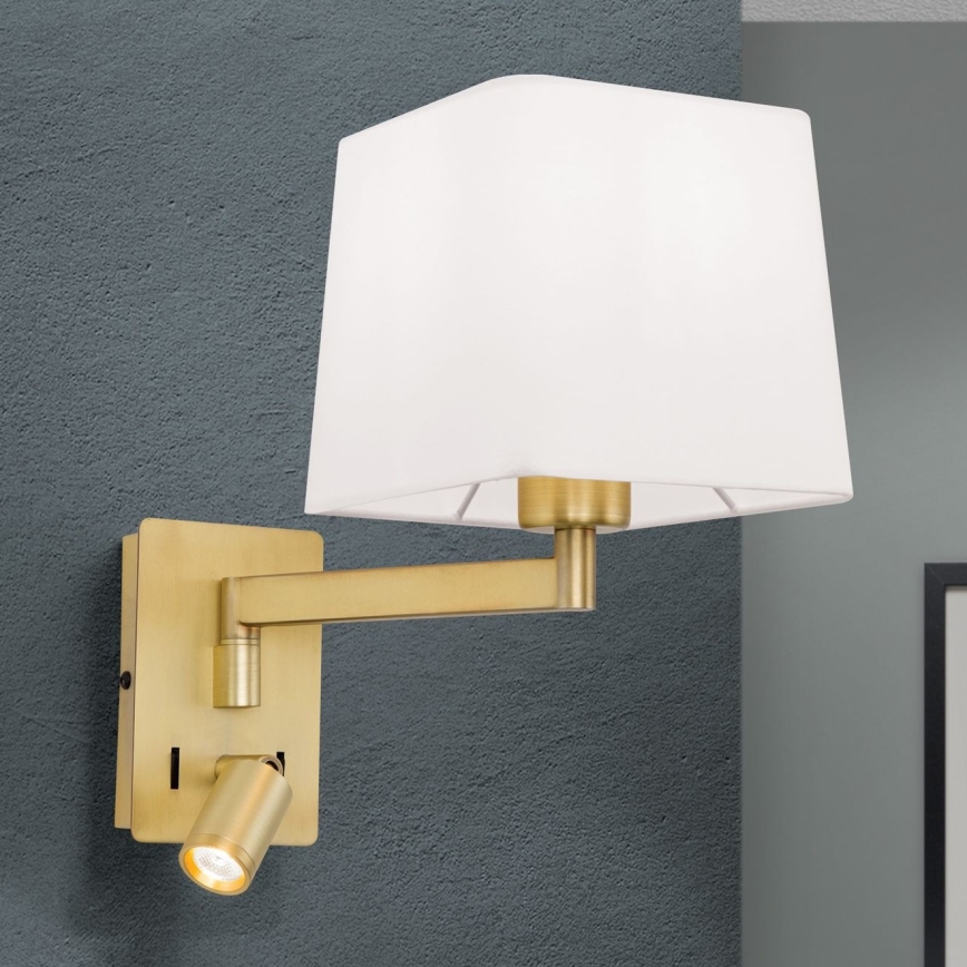 LED Аплик CARLTON 1xE27/40W/230V + LED/3W бял/златист
